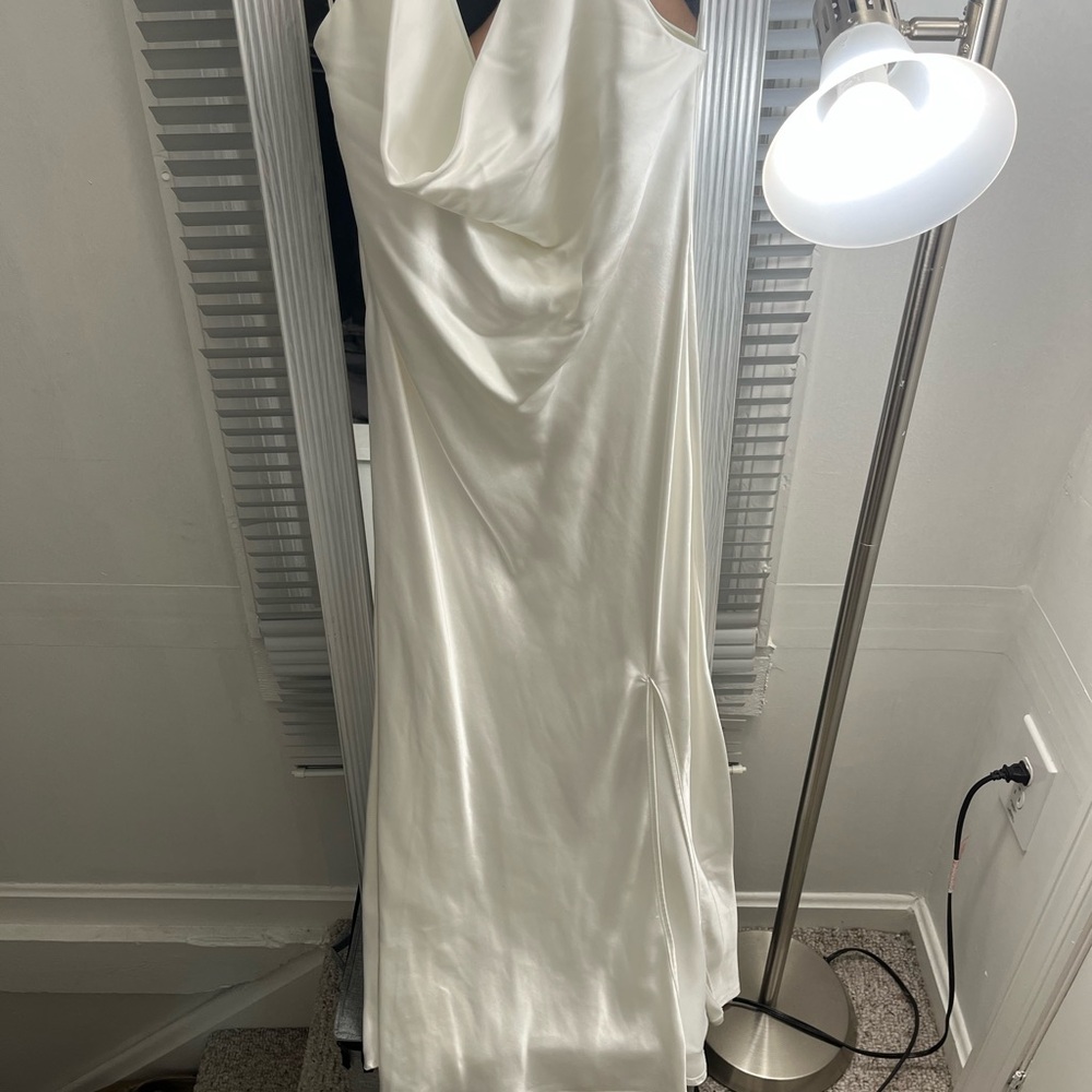 Altar'd State Ivory Satin Cowl Neck Wedding Slip Dress
